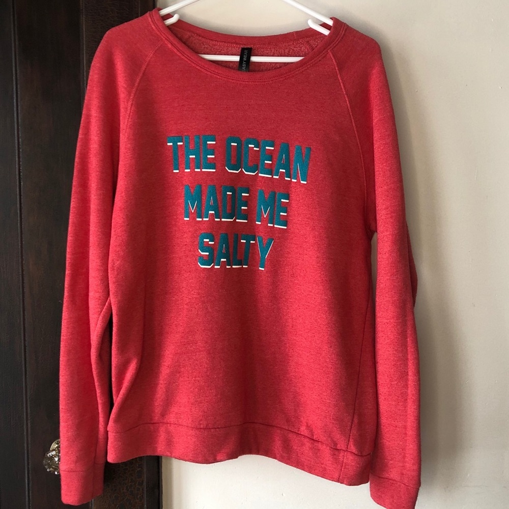 Red/Blue Sparkly Crew Neck Graphic Sweatshirt, L